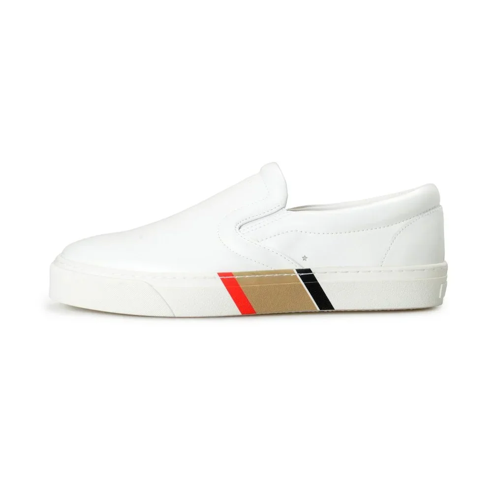 Burberry Men's Thompson Optic White 100% Leather Low Top Trainers Slip On Shoes - Picture 2 of 8